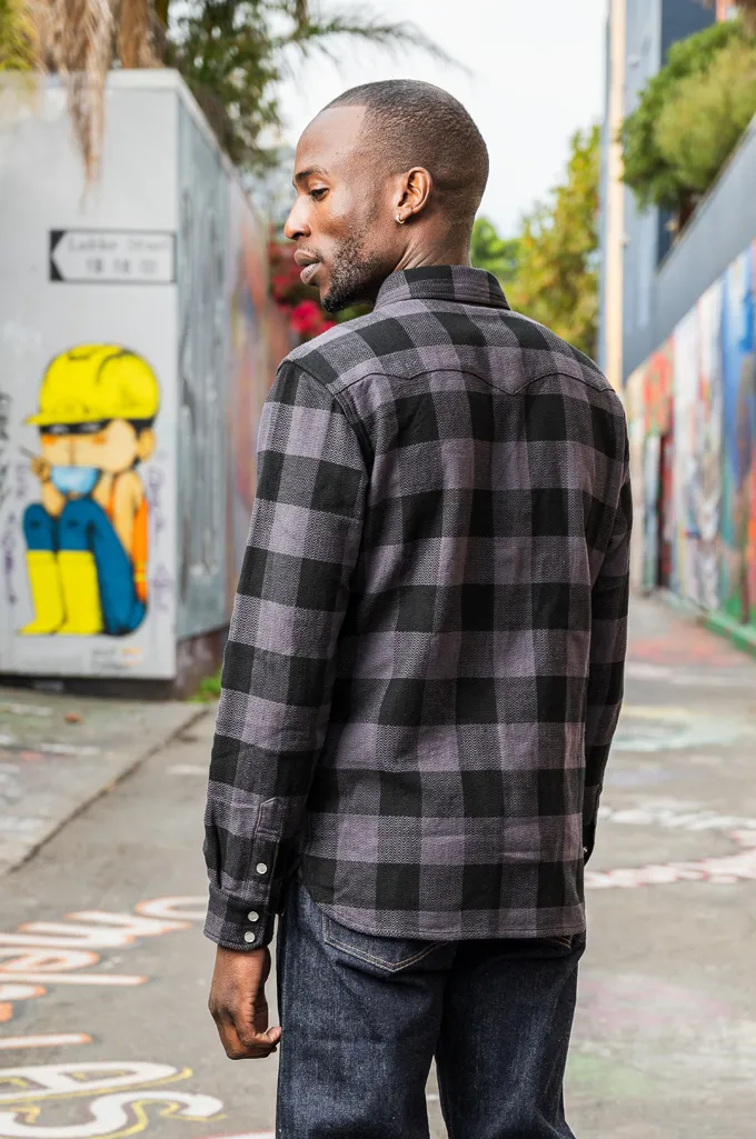 Flat Head “GENGAP” Heavy Winter Flannel Western - Gray/Black