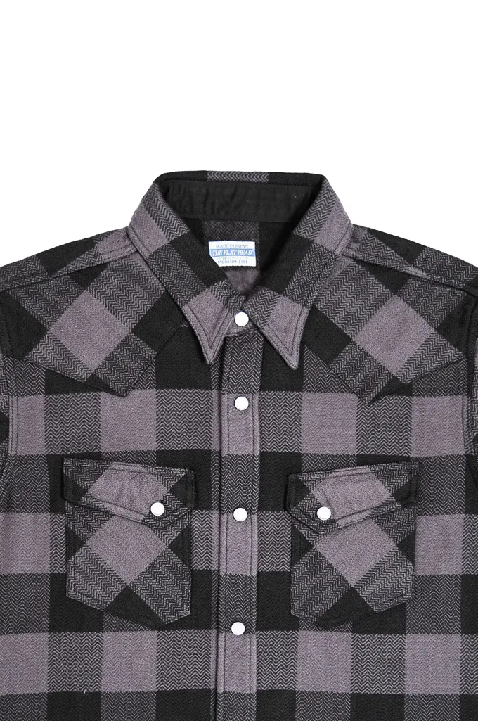 Flat Head “GENGAP” Heavy Winter Flannel Western - Gray/Black