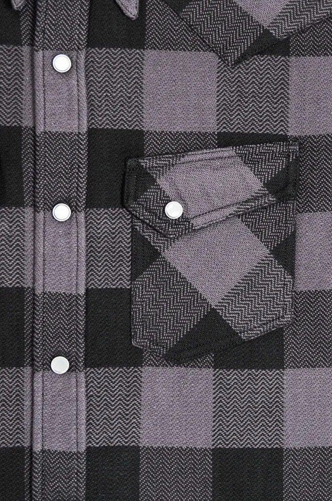 Flat Head “GENGAP” Heavy Winter Flannel Western - Gray/Black