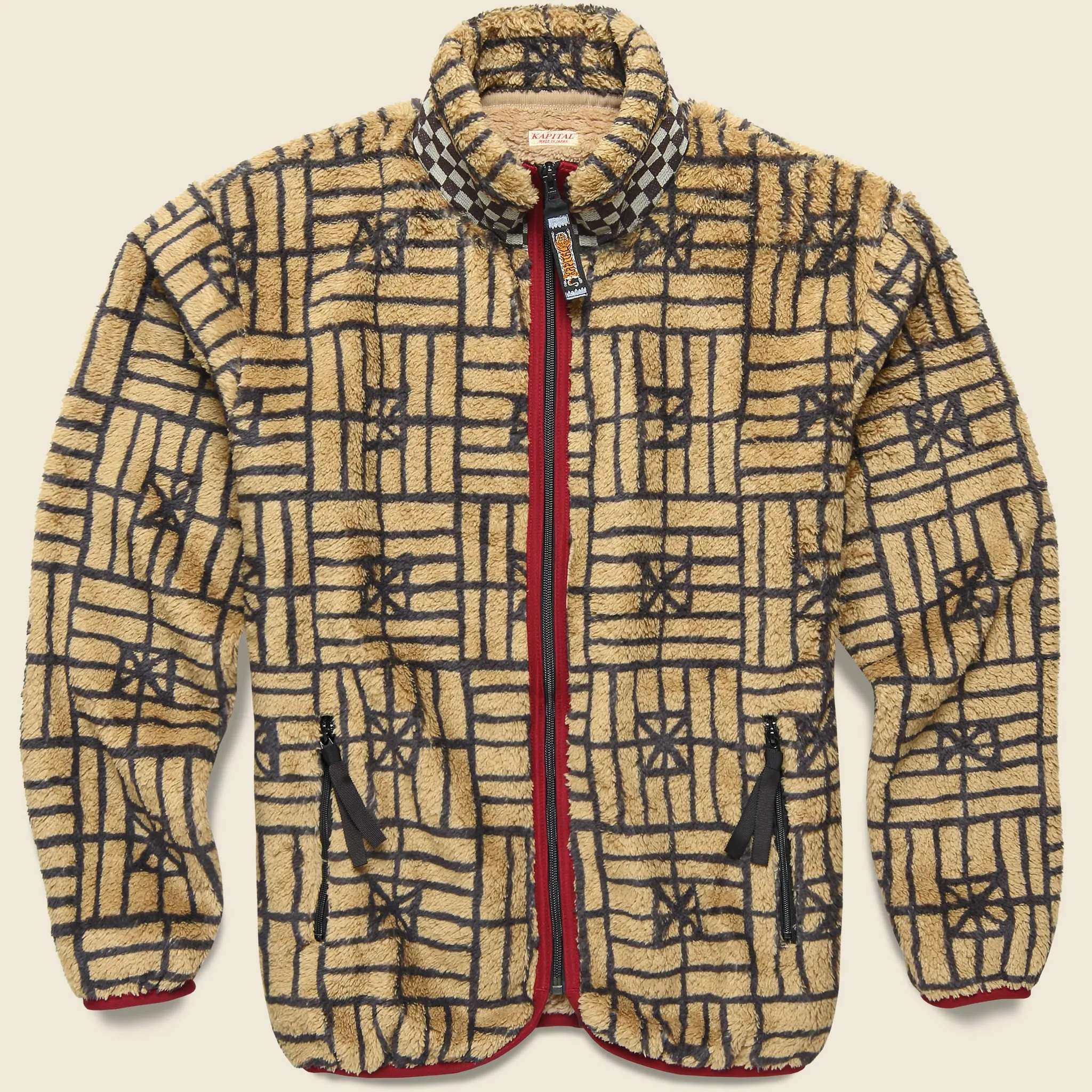 FOLK DOMINO Fleece Zip Blouson - Beige