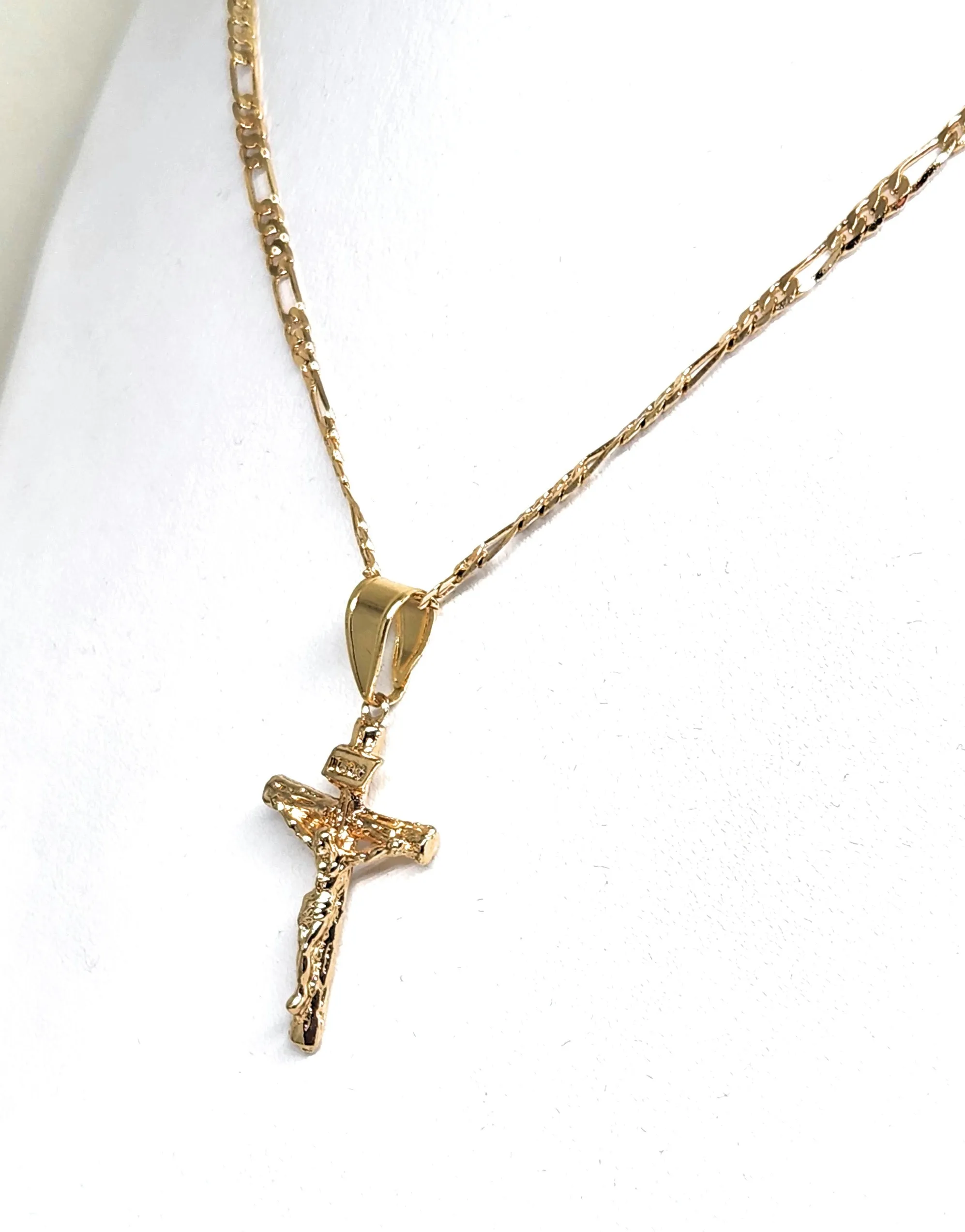 Gold Plated Classic Cross Jesus Crucifix 24 Chain Cruz Crucifijo 24