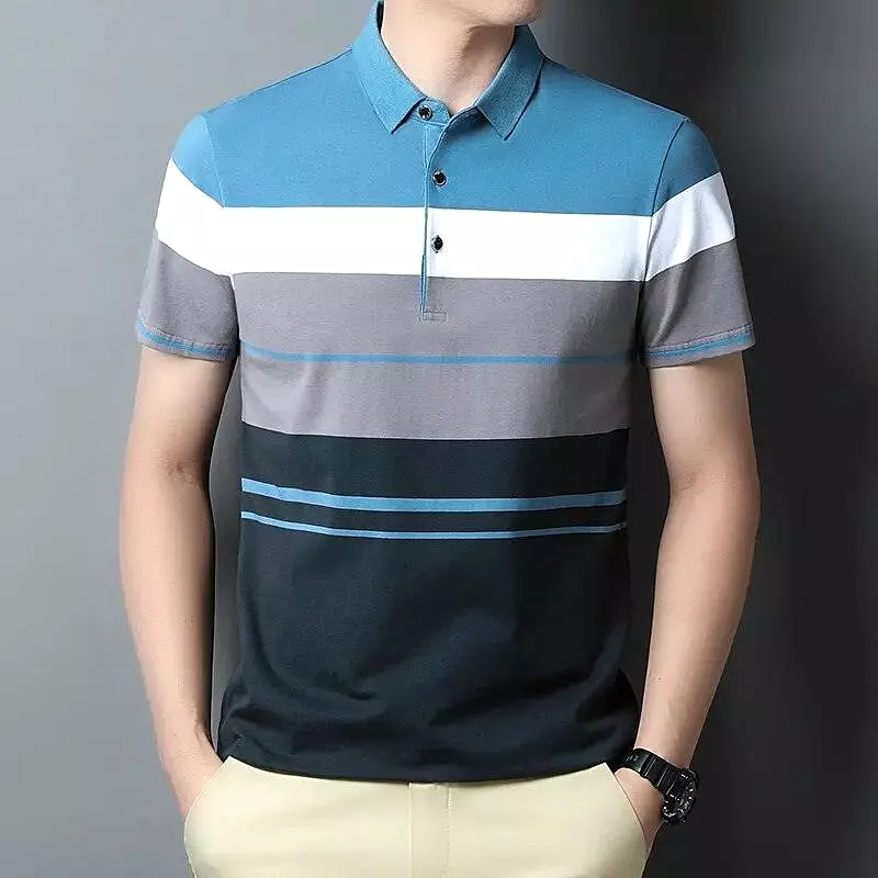 Gradient Striped Polo Shirt For Men