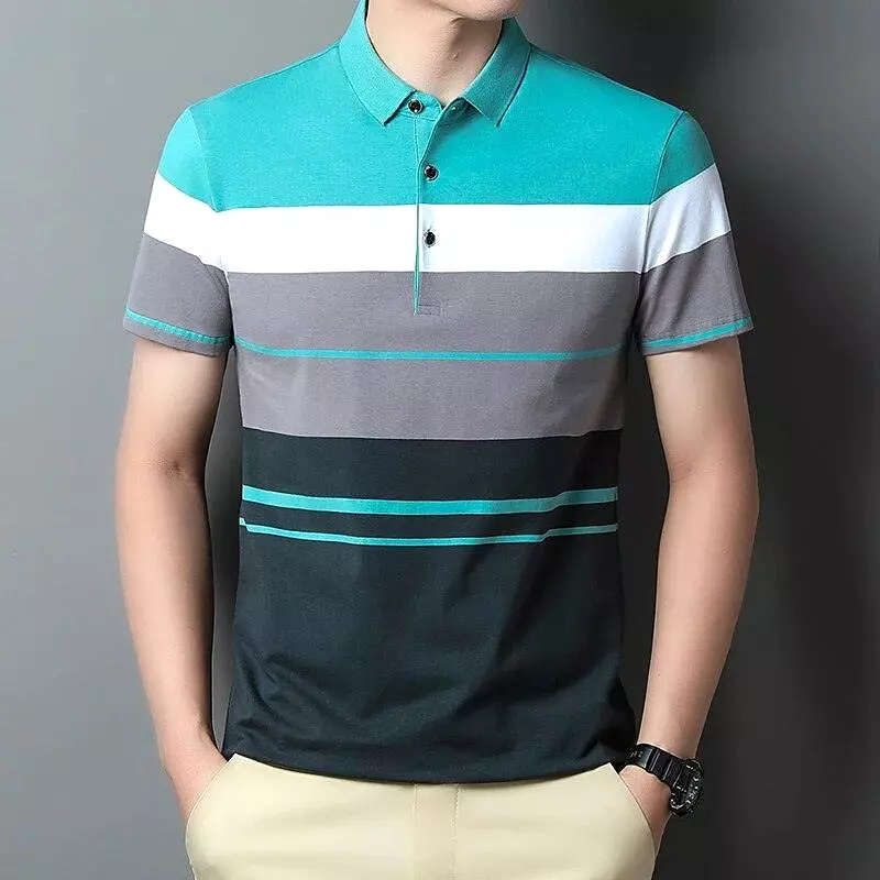 Gradient Striped Polo Shirt For Men