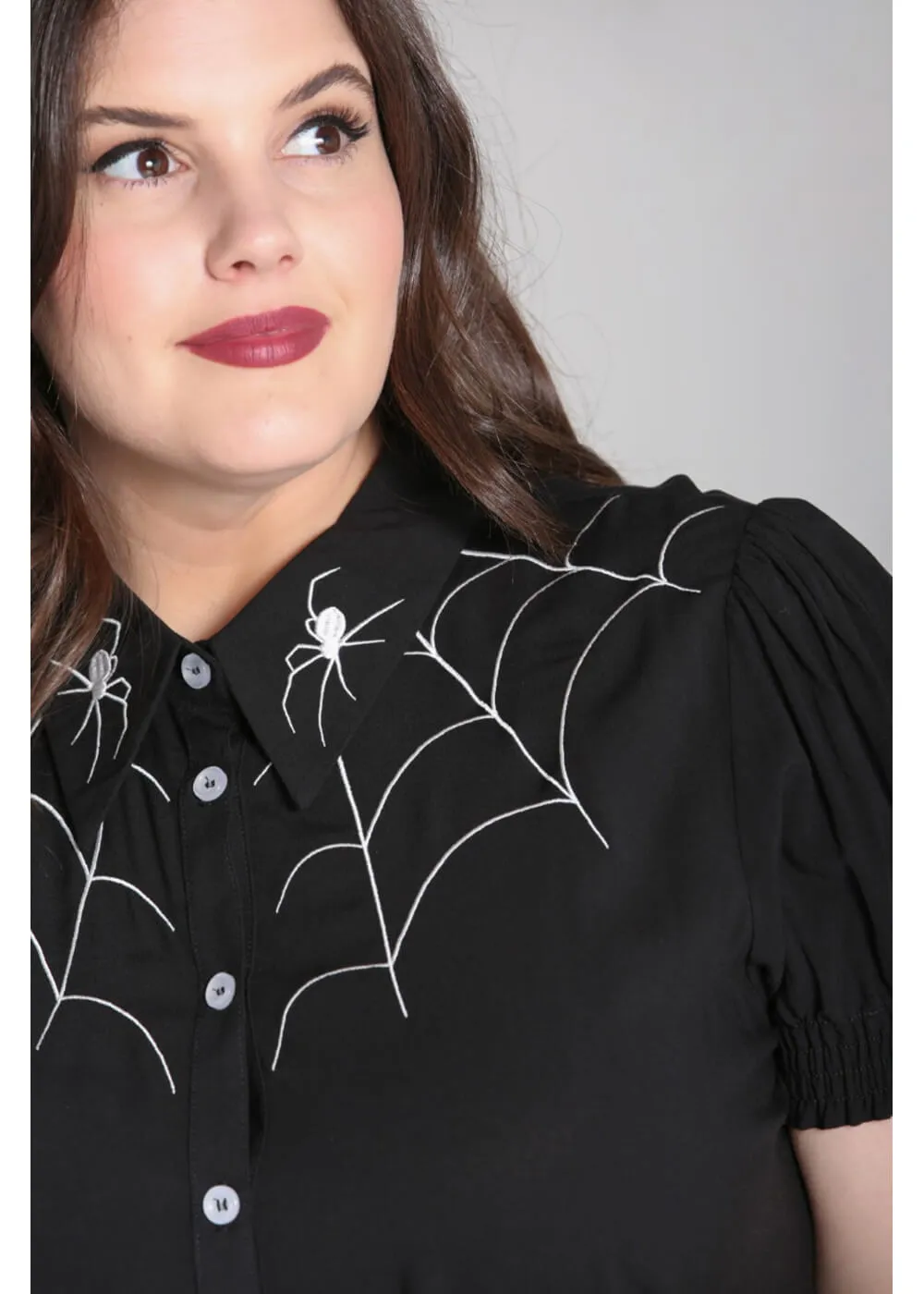 Hell Bunny Arania Spiderweb 50's Blouse Black