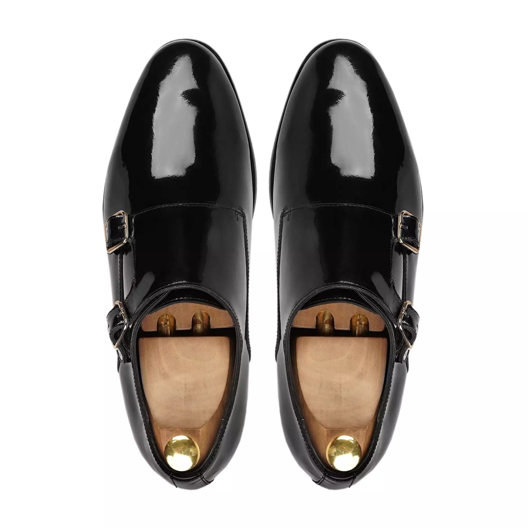 Herning - Men's Black Patent Leather Double Monkstrap