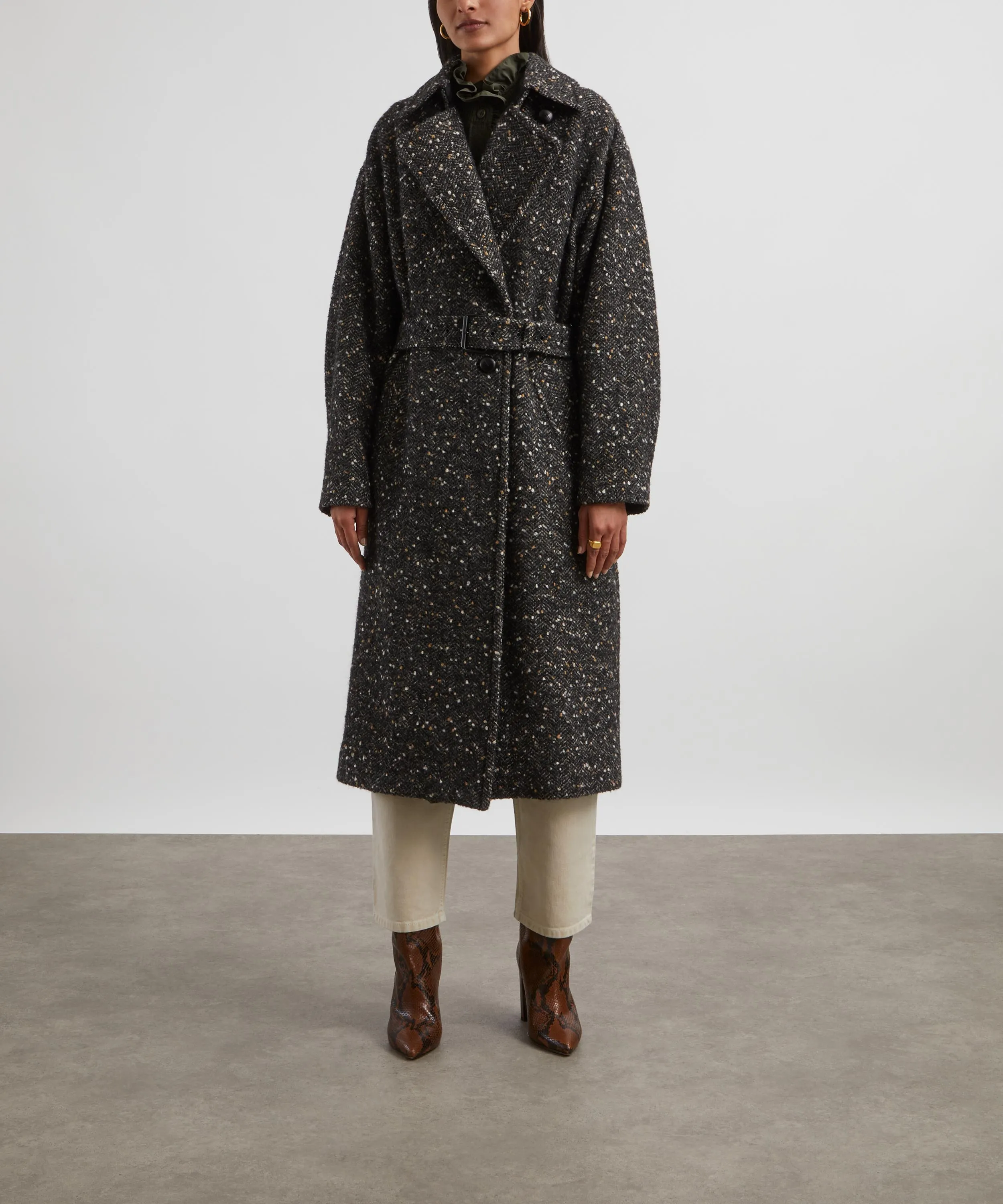 Horria Mottled Wool-Blend Coat