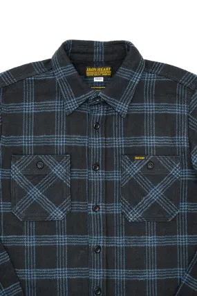 Iron Heart Slubby Ultra-Heavy Flannel Work Shirt - IHSH-408-BLK - Black Check