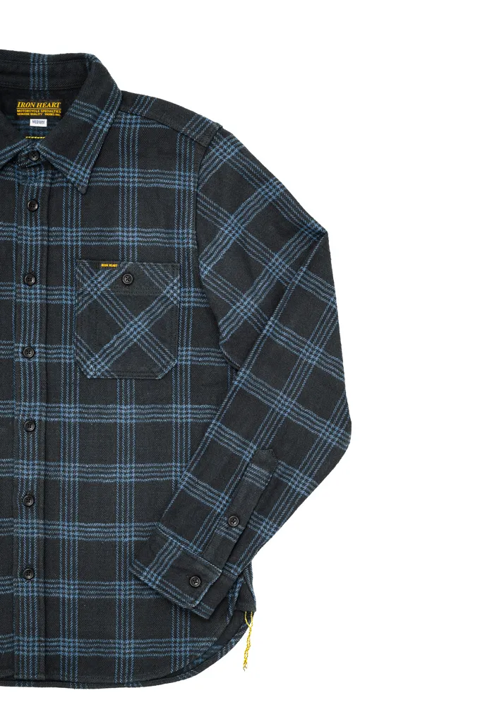 Iron Heart Slubby Ultra-Heavy Flannel Work Shirt - IHSH-408-BLK - Black Check