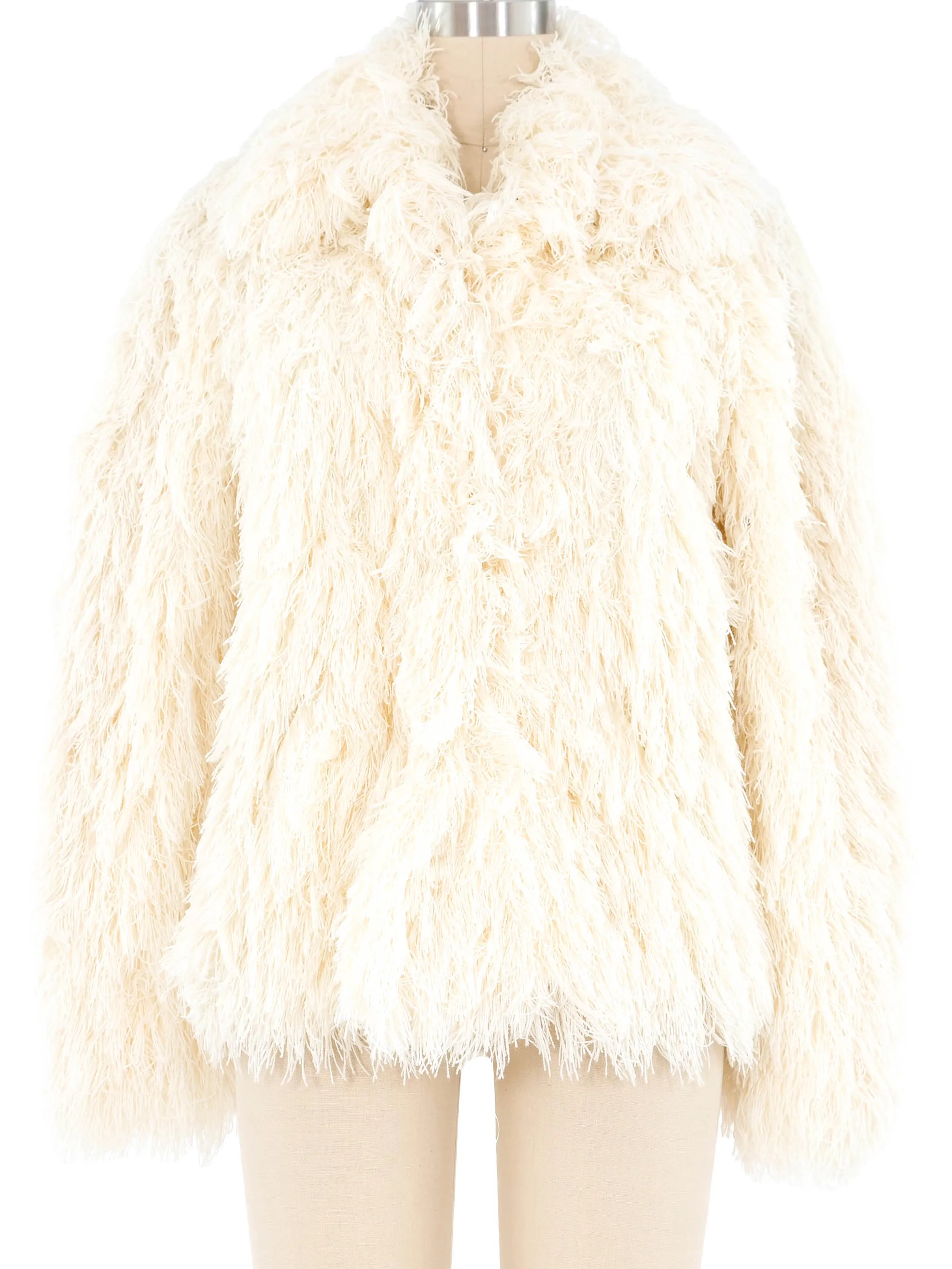 Ivory Yarn Fringe Jacket