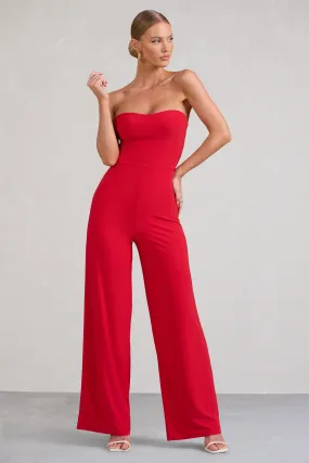 Janon | Red Sweetheart Bandeau Jumpsuit