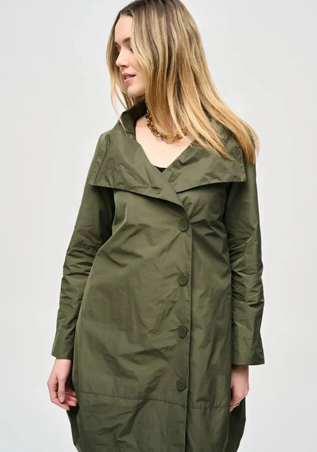 Joseph Ribkoff Asymmetric Button Coat, Green