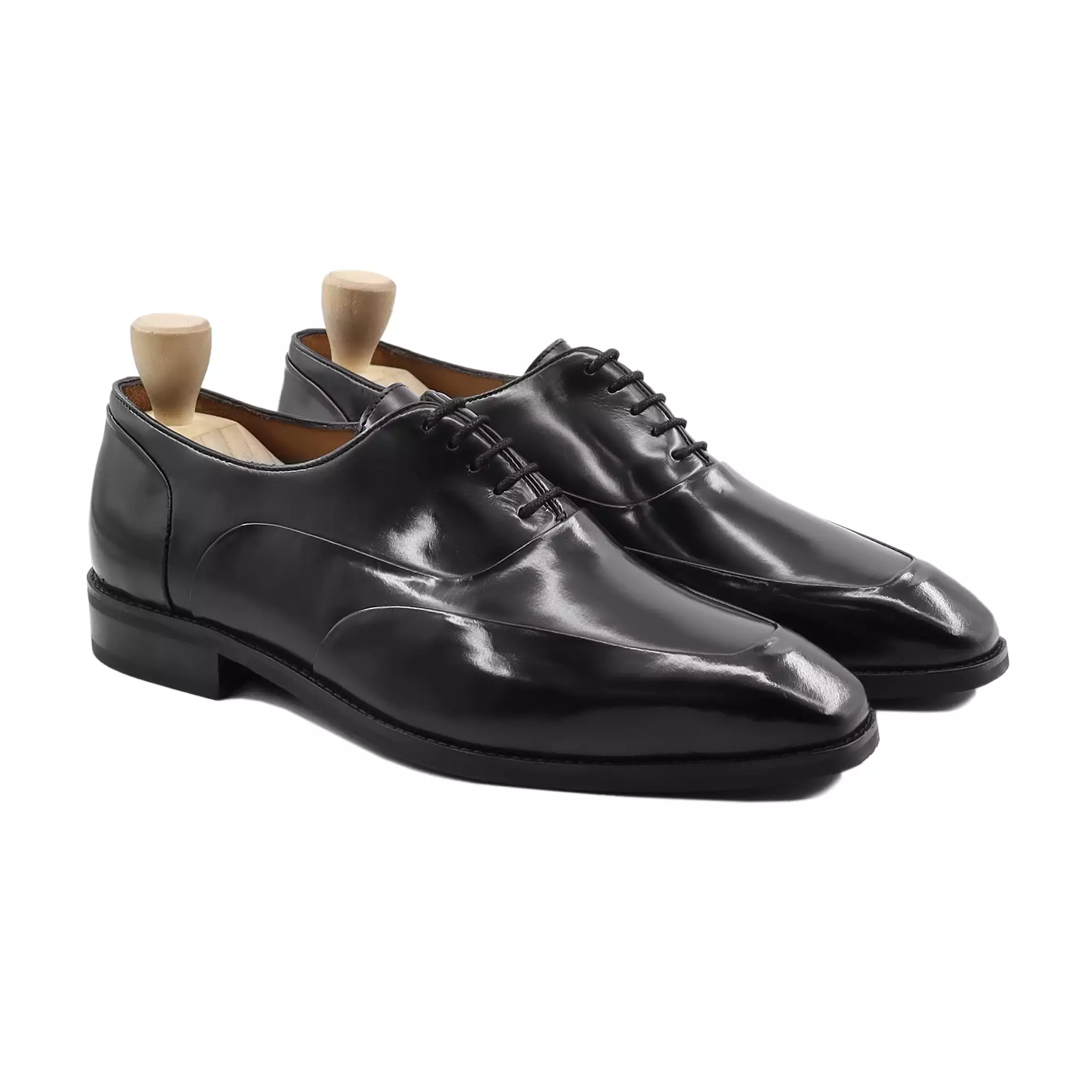 Luhak- Men's Black Box Leather High Shine Oxford Shoe