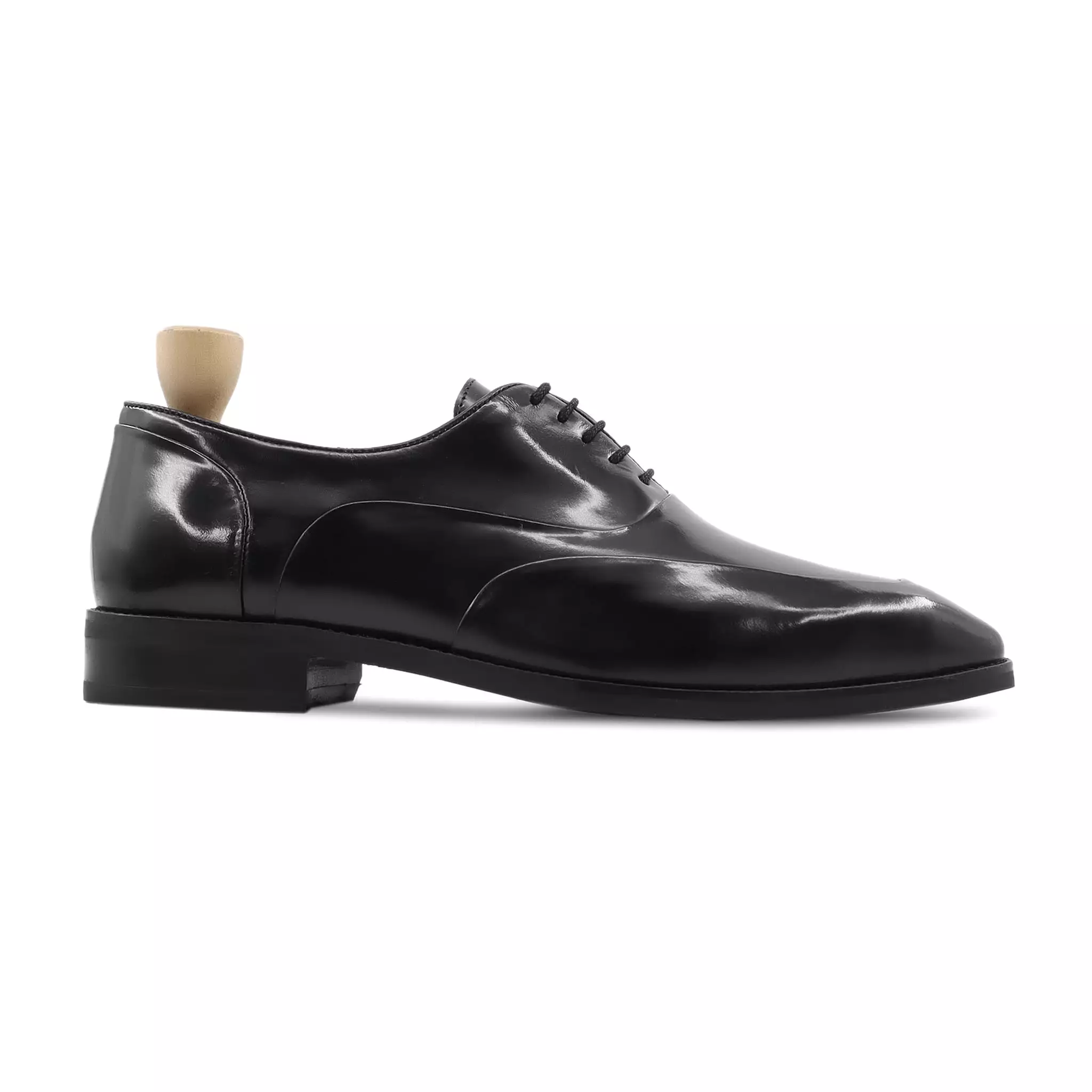 Luhak- Men's Black Box Leather High Shine Oxford Shoe