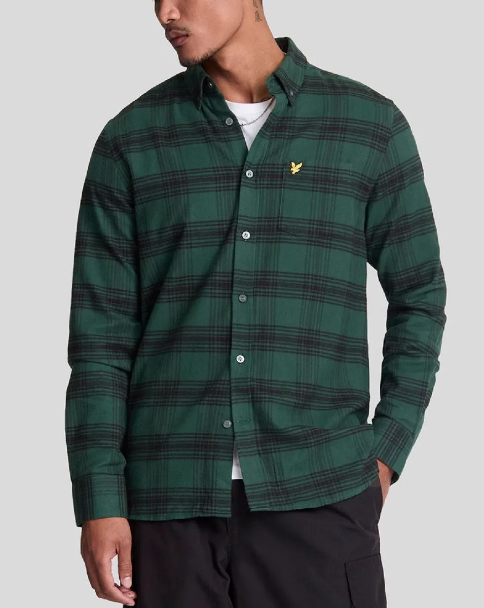 Lyle & Scott Flannel Check Long Sleeve Shirt Argyle Teal/Jet