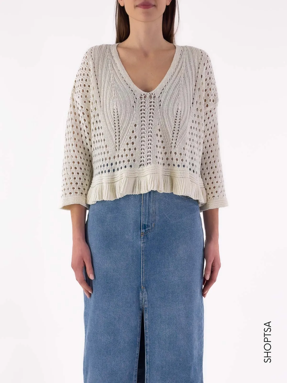 Maglia traforata cropped 55053 - Vicolo