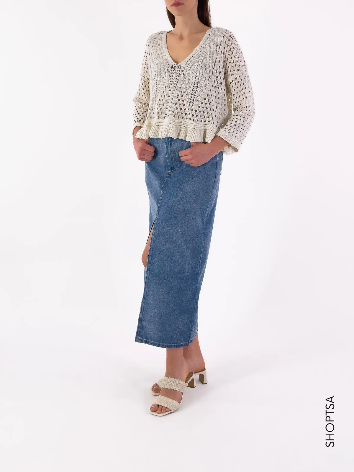 Maglia traforata cropped 55053 - Vicolo