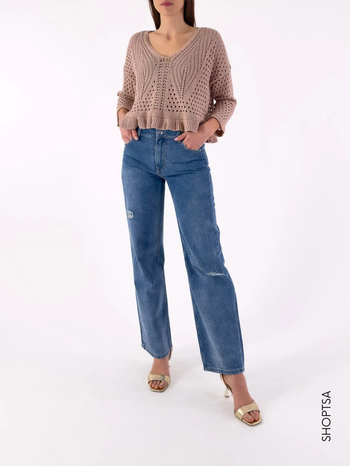 Maglia traforata cropped 55053 - Vicolo