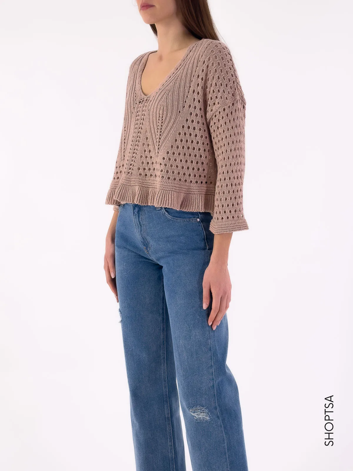 Maglia traforata cropped 55053 - Vicolo