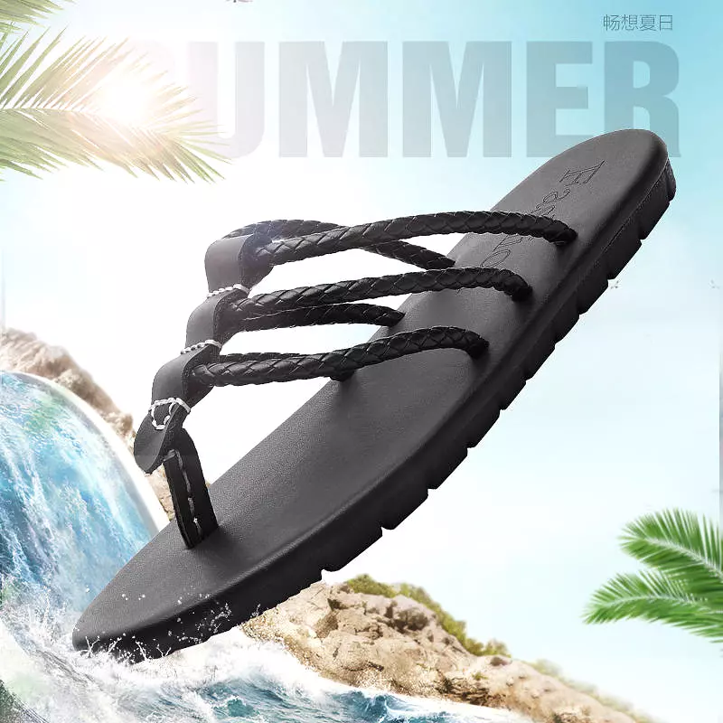 Men Genuine Leather Sandals Men The First Layer Of Leather Sandals Flip Flops Fashion Weaving Shoe