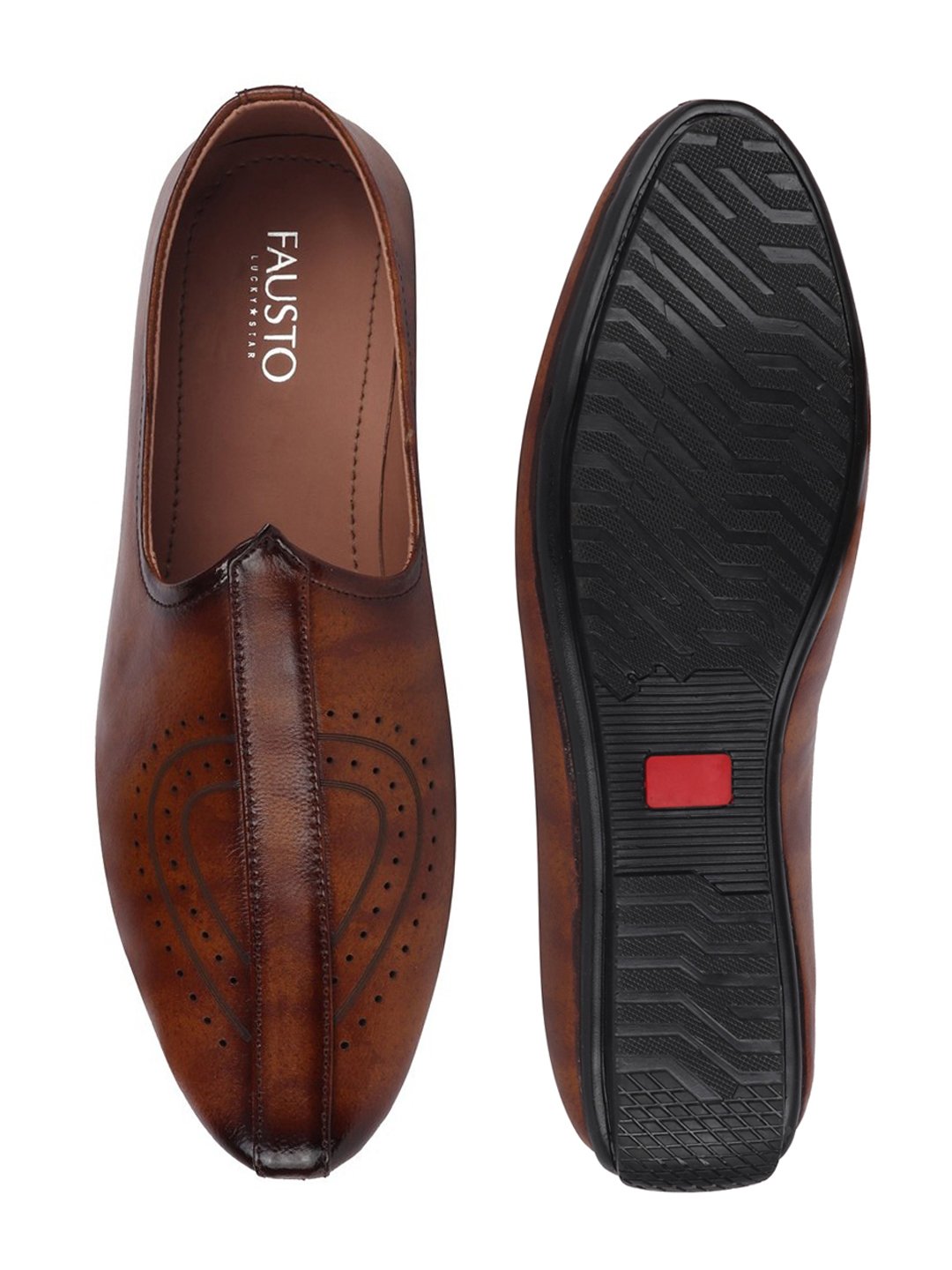 Men Tan Ethnic Slip-On Fashion Style Jutis & Mojaris