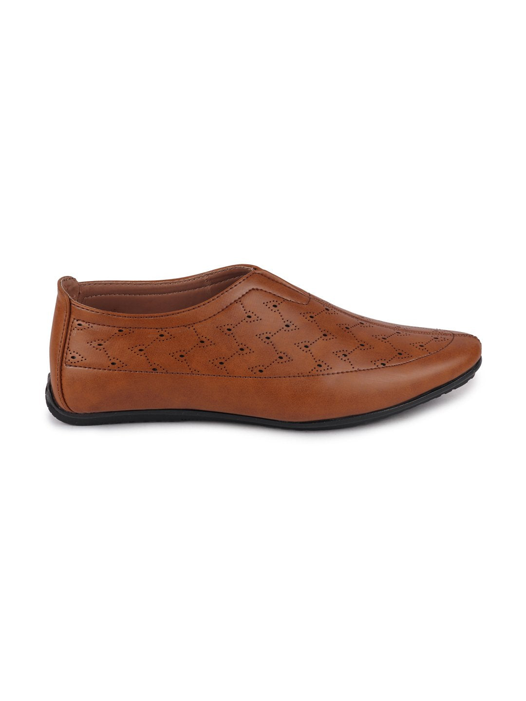 Men Tan Ethnic Slip-On Shoe Style Jutis & Mojaris