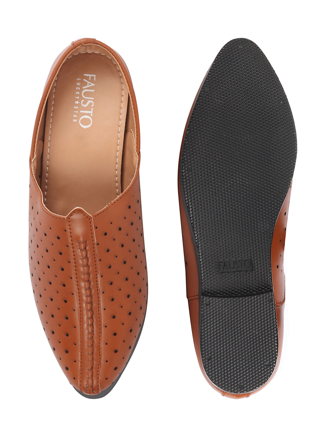 Men Tan Ethnic Slip-On Traditional Jutis & Mojaris