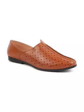 Men Tan Ethnic Slip-On Traditional Jutis & Mojaris