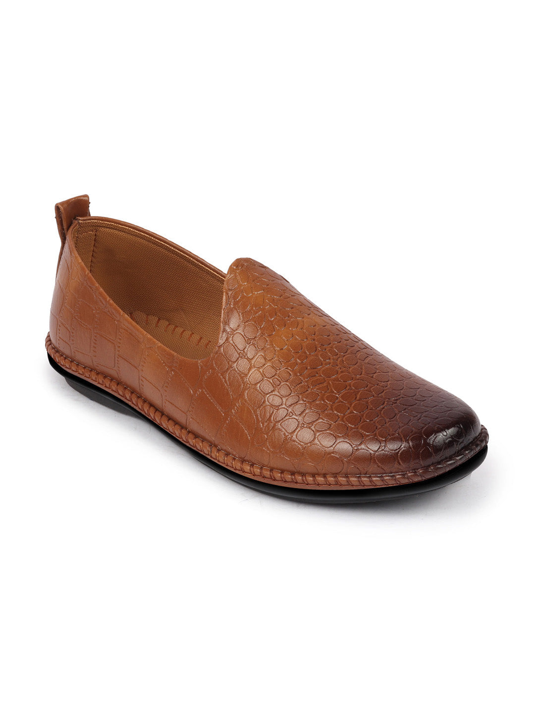 Men Tan Ethnic Slip On Trending Stitched Jutis