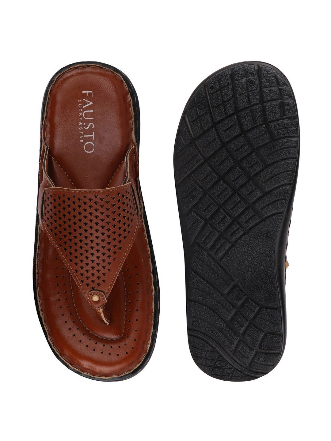 Men Tan Formal Slip-On Slippers