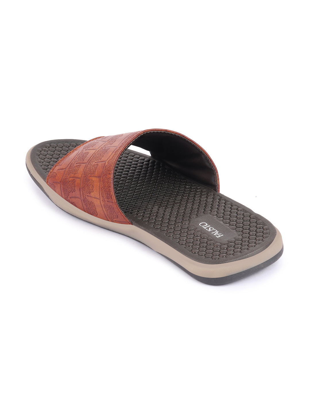 Men Tan Open Toe Ultra Light Flexible Slip-On Slippers Flip-Flops