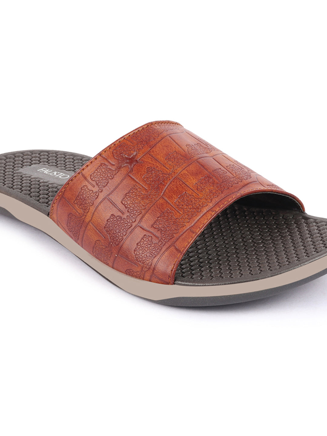 Men Tan Open Toe Ultra Light Flexible Slip-On Slippers Flip-Flops