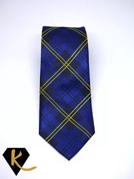 Men's Black Blue and Yellow Plaid Necktie