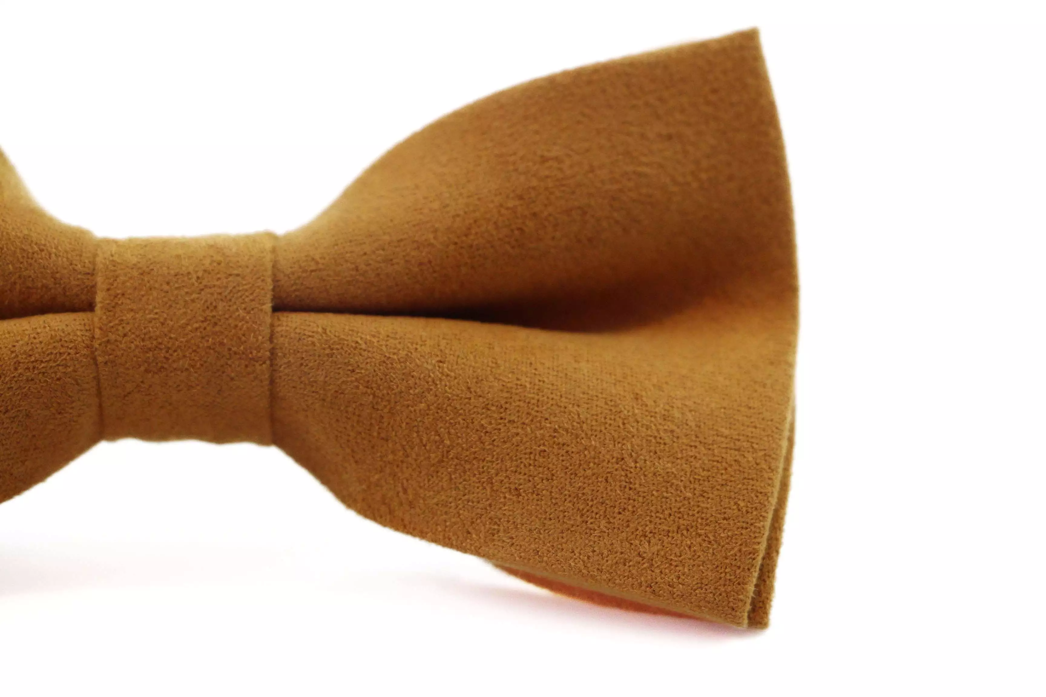 Mens Camel Velvet Plain Colour Bow Tie