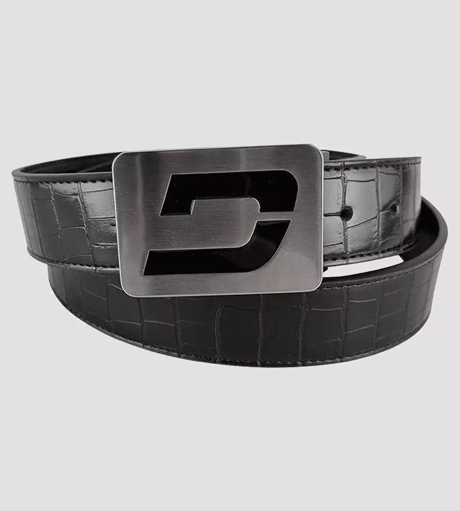 MEN'S CROC GOLF LEATHER BELT - BLACK (ONE SIZE FITS ALL)