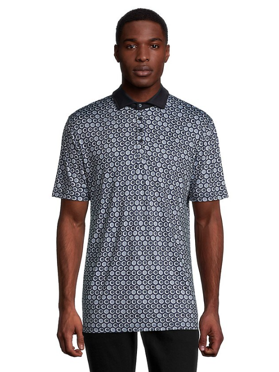 Men's John Lennon Polystretch Pattern Polo - BLUE CIRCLES