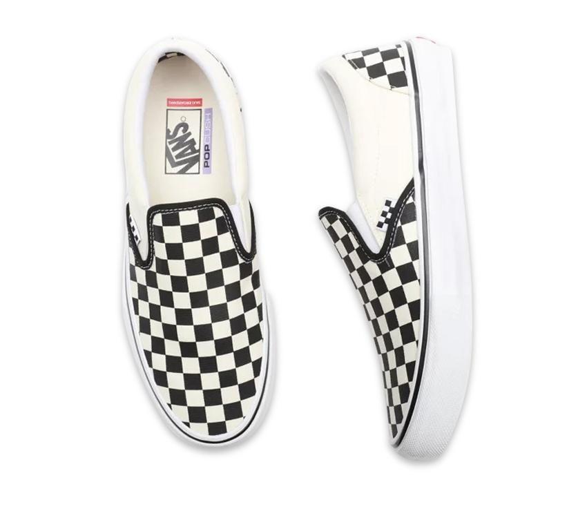 Mens Vans Classic Slip-On Comfy Skate Shoe Black And White Checker