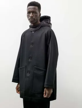 Mevi Wool Melton Nylon Coat - Black