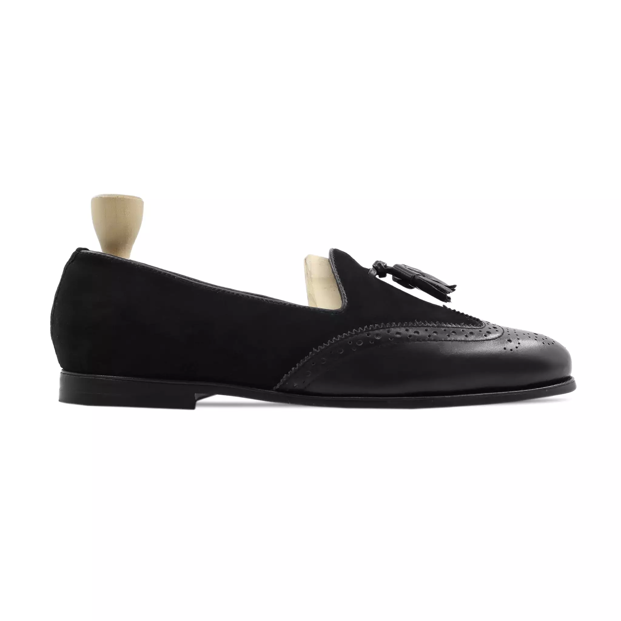 Minsk - Men's Black Calf Leather And Kid Suede Loafer