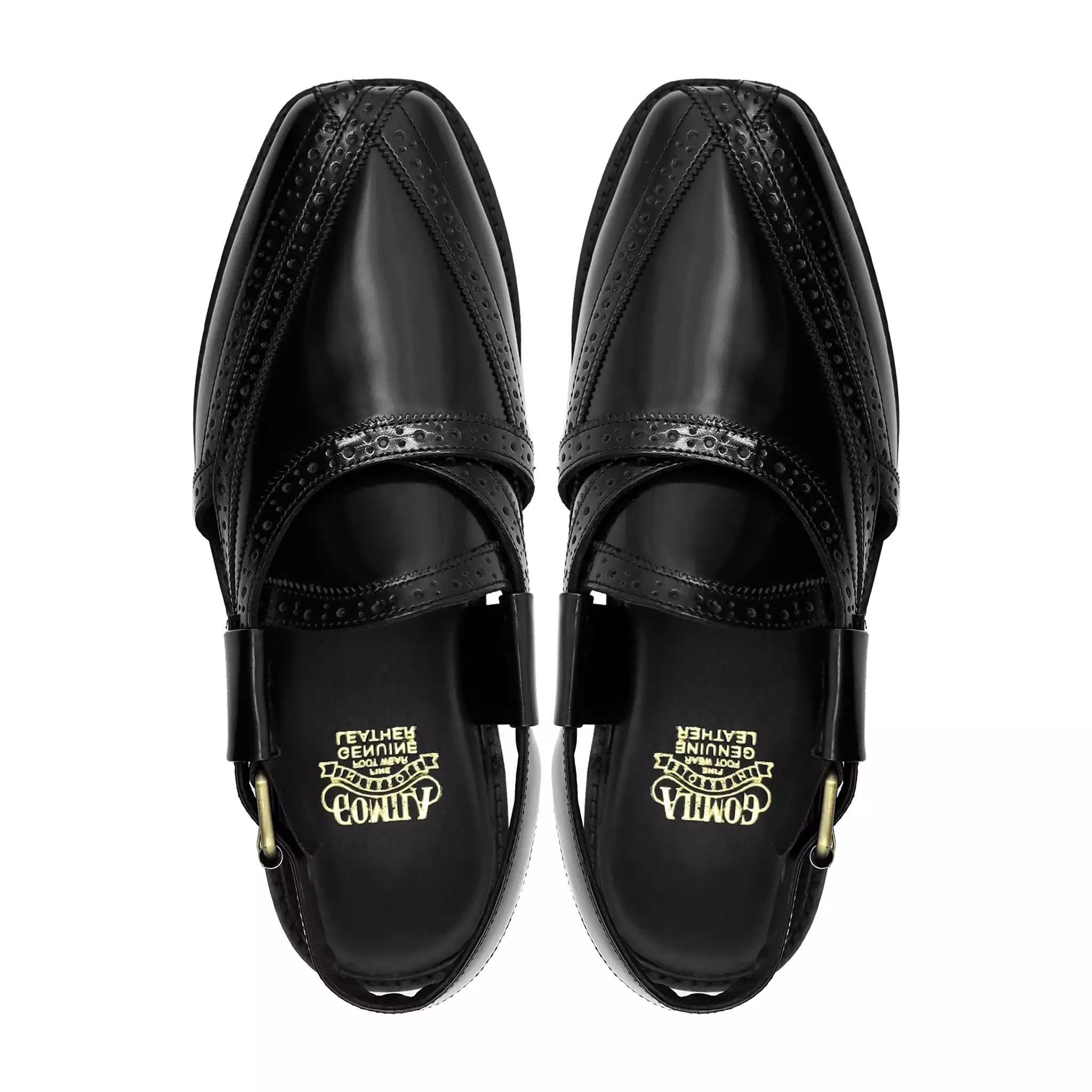 Monstera - Men's Black Box Leather High Shine Sandal