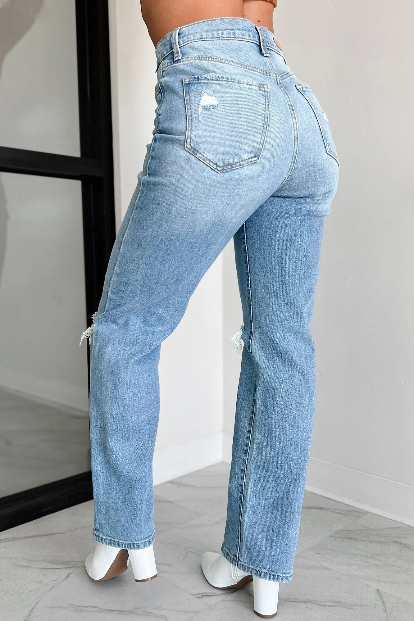 Monty High Rise Distressed Cello Dad Jeans (Light Denim)