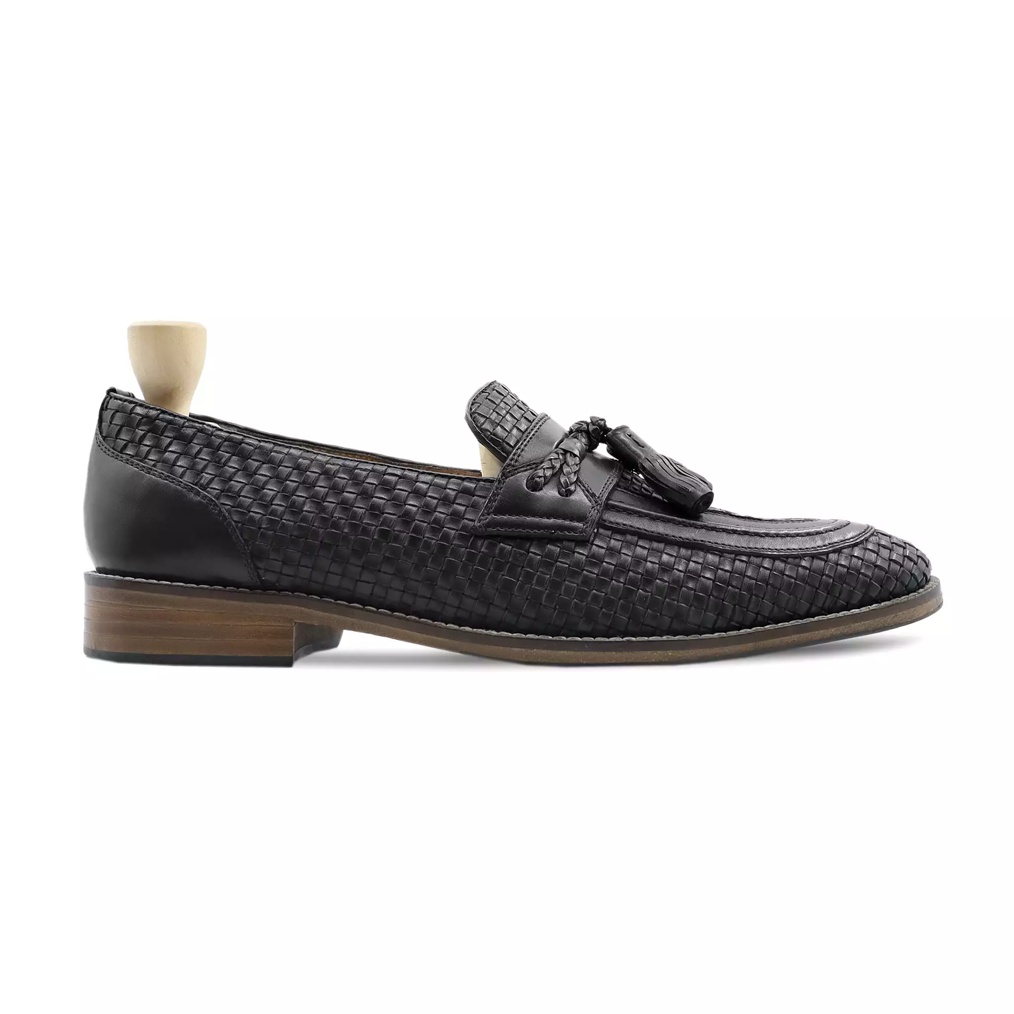 Mosta - Men's Black Hand Woven Leather Loafer