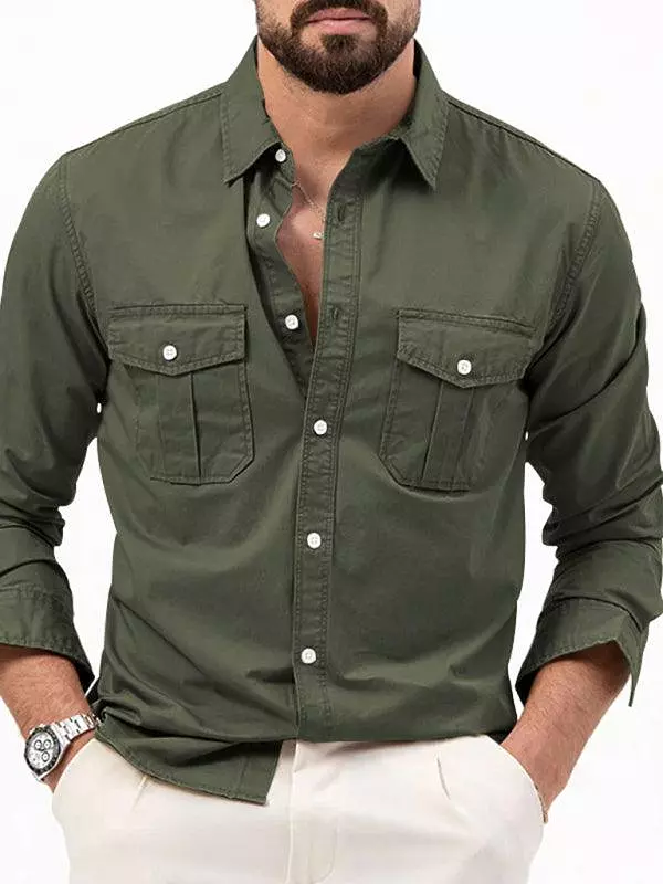 Multi-Pocket Men Casual Shirt