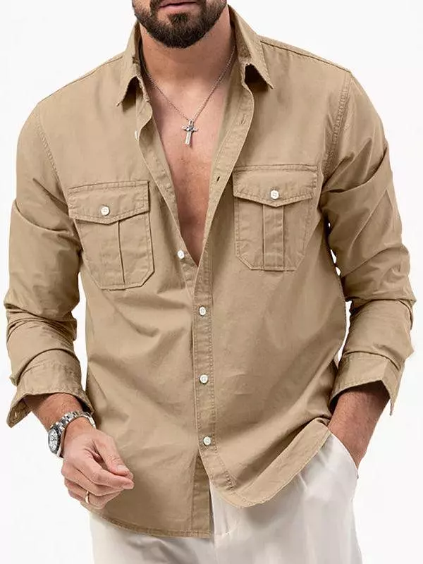 Multi-Pocket Men Casual Shirt