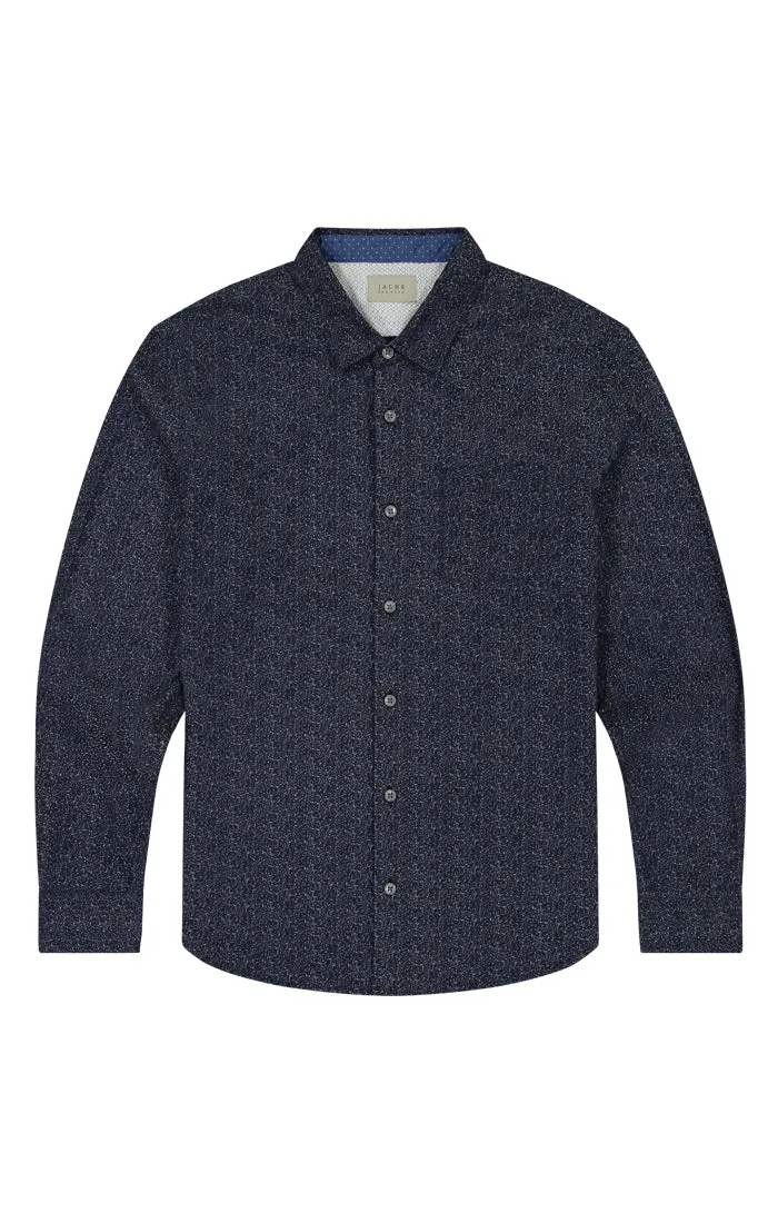 Navy Splatter Print Long Sleeve Tech Shirt