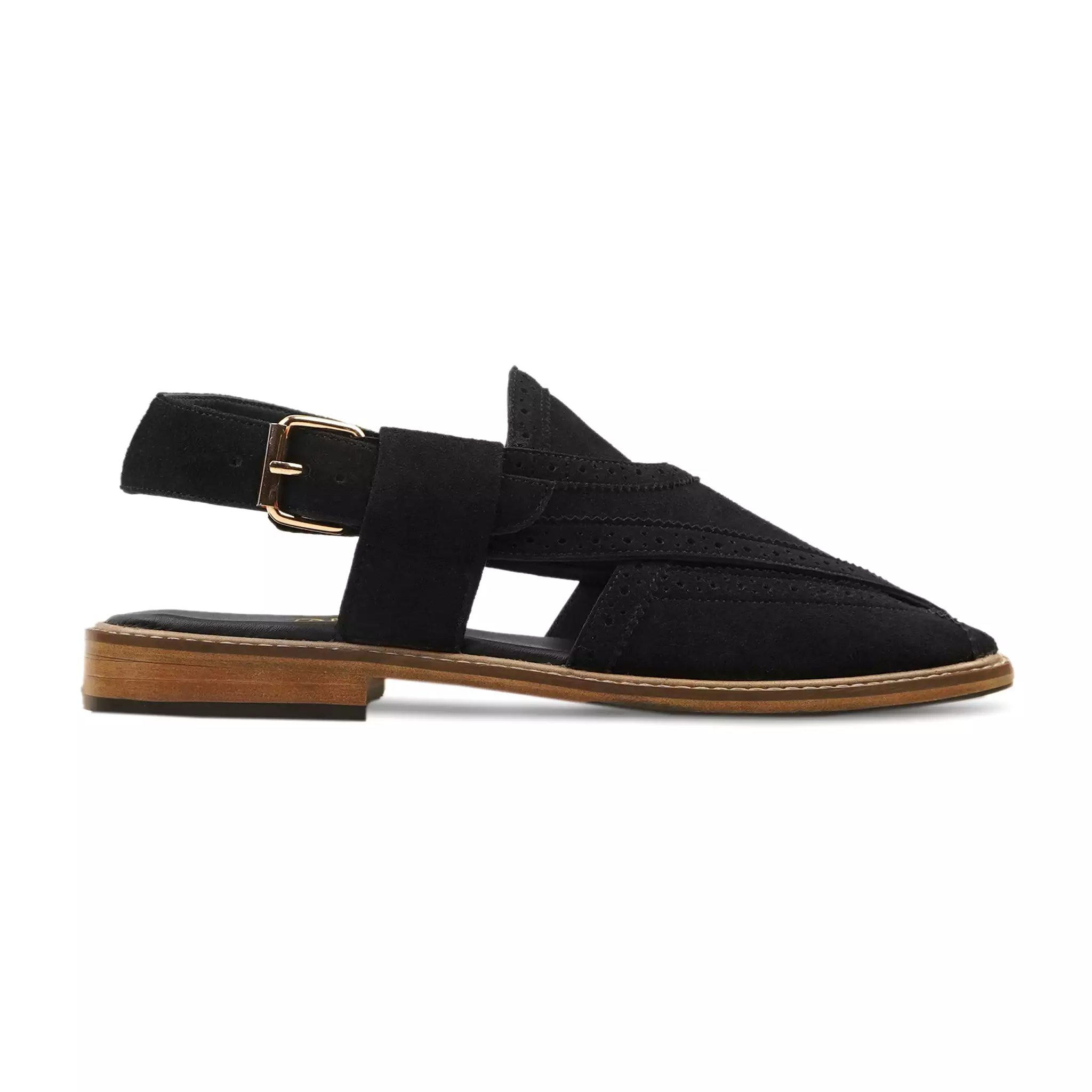 Nivelles - Men's Black Kid Suede Sandal