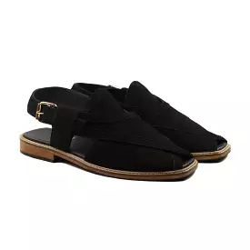 Nivelles - Men's Black Kid Suede Sandal