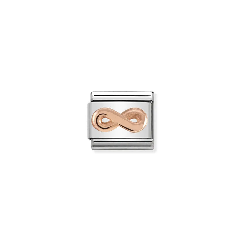 Nomination Composable Classic Link Relief Symbols Infinity Plate in Stainless Steel and Gold 9K