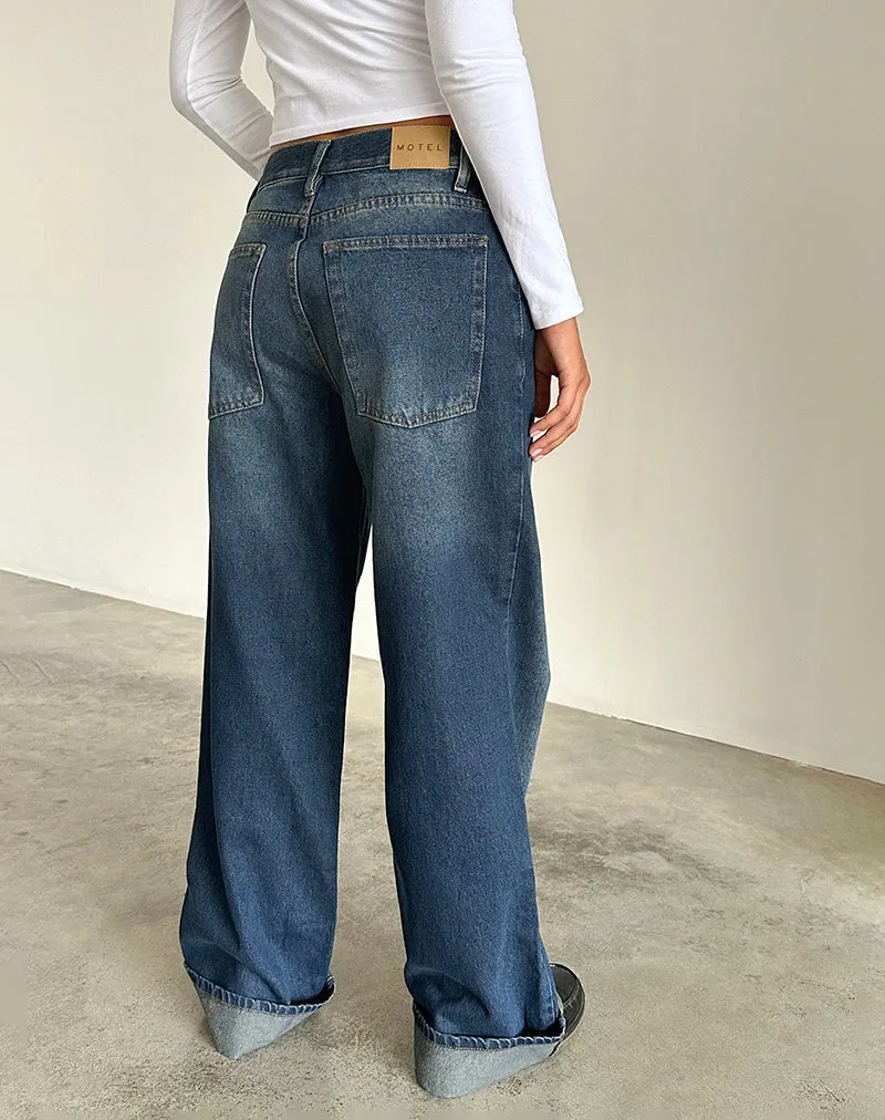 Oversized Dad Low Rise Jeans in Dark Vintage