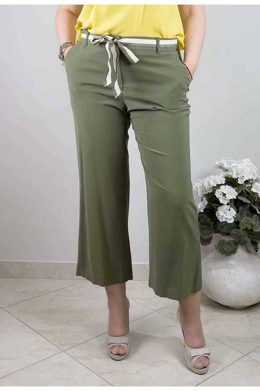 Pantalone cropped con cintura taglie comode