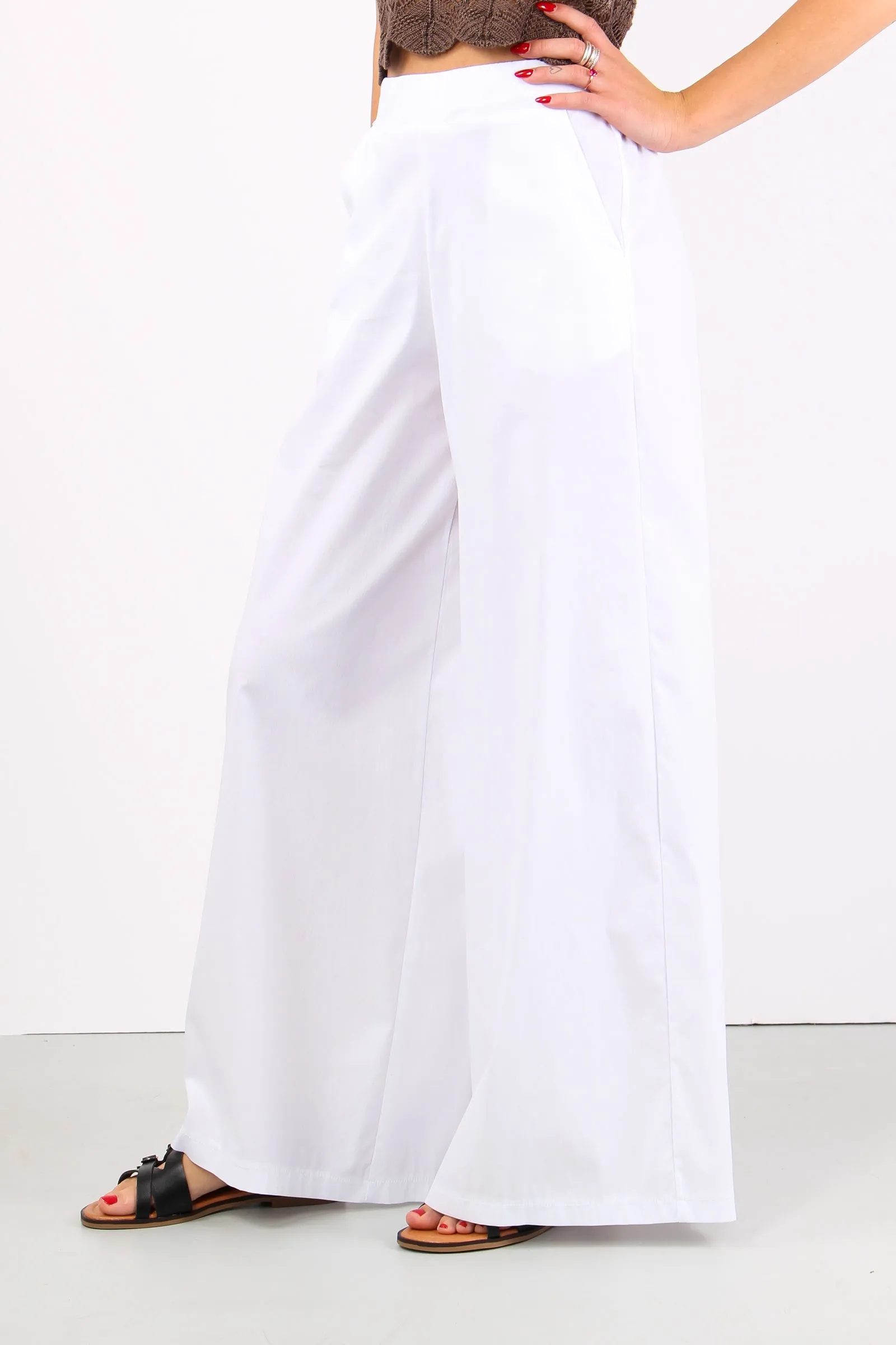 Pantalone Cropped Elastico Bianco